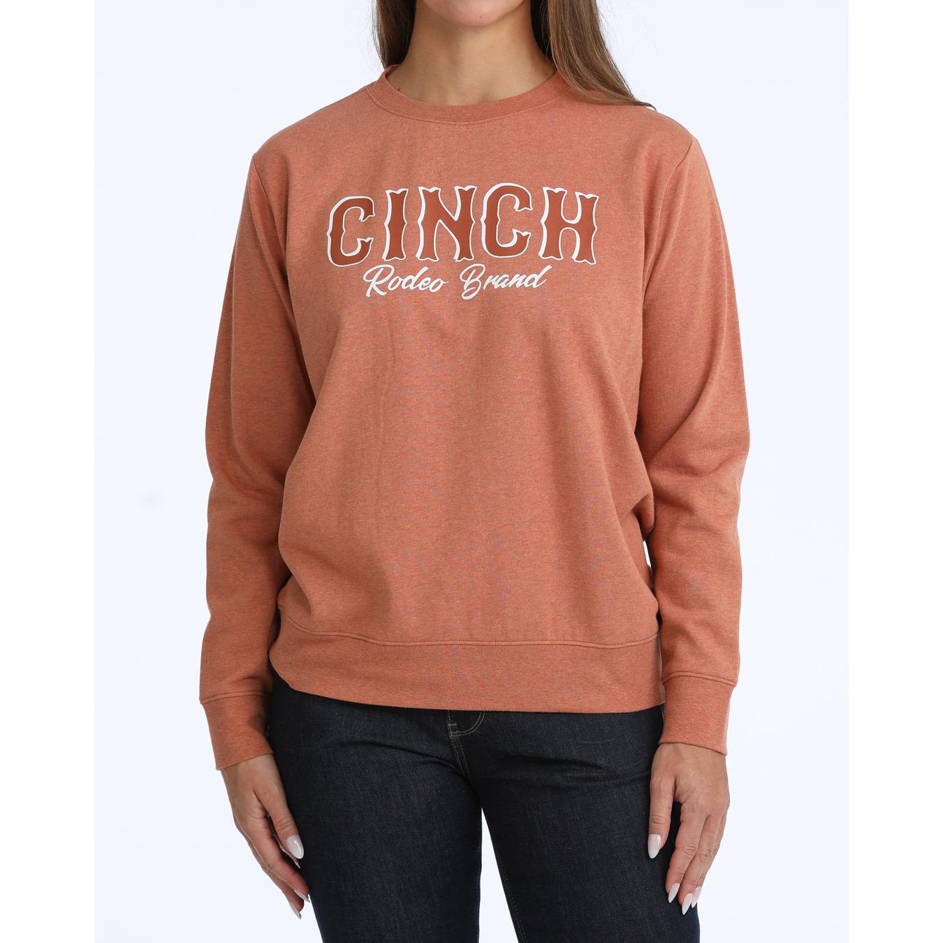 Cinch Women's Ribbed Pullover Sweatshirt - Orange