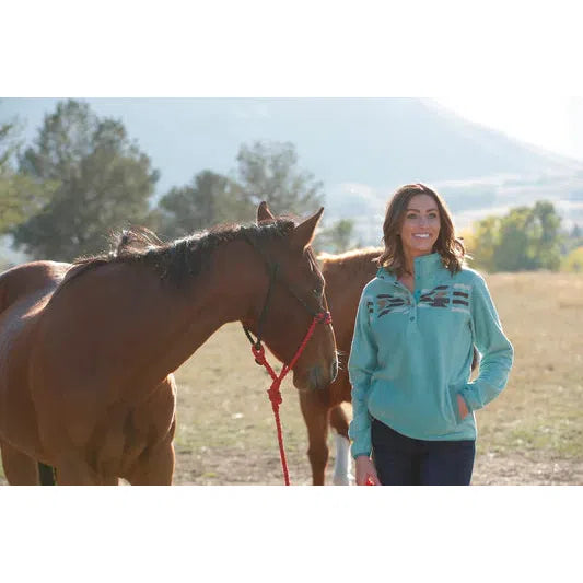 Cinch Women's Long Sleeve Polar Fleece Pullover- Turquoise