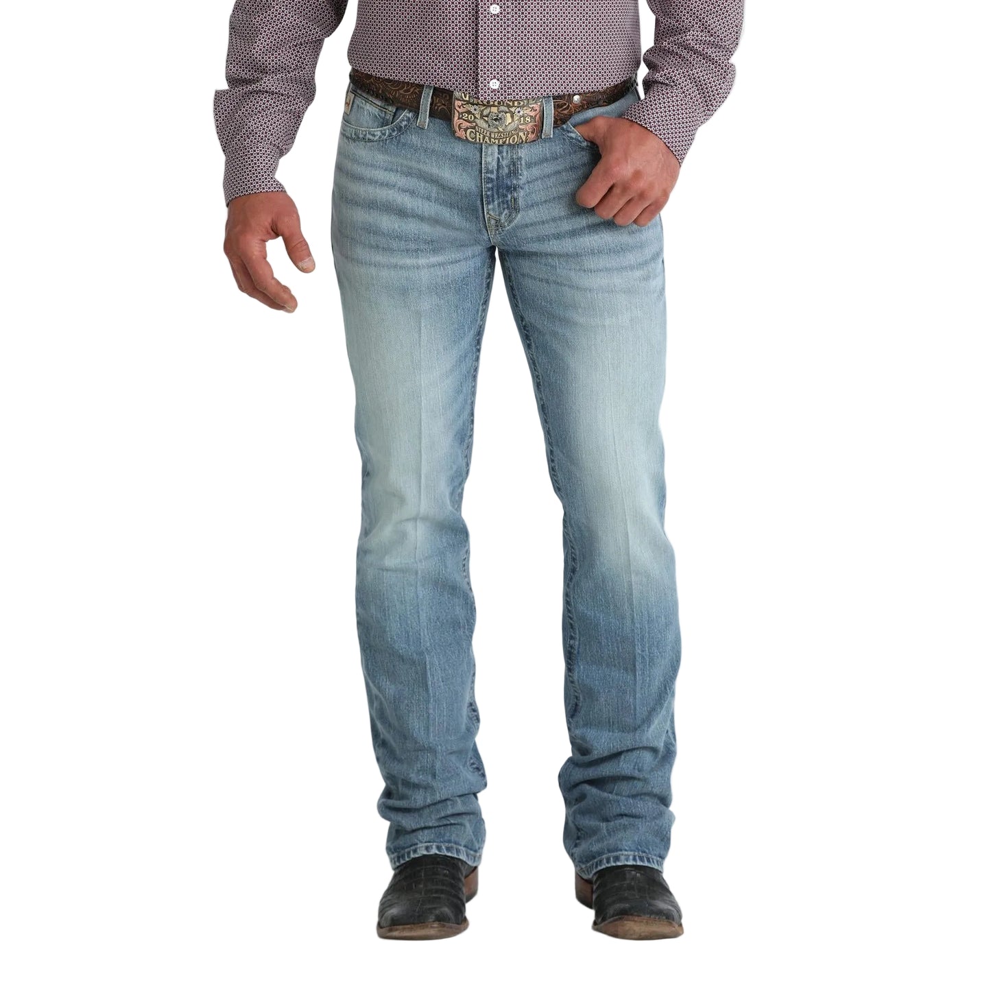 Cinch Men's Ian Slim Fit Boot Cut Jeans - Medium Stone