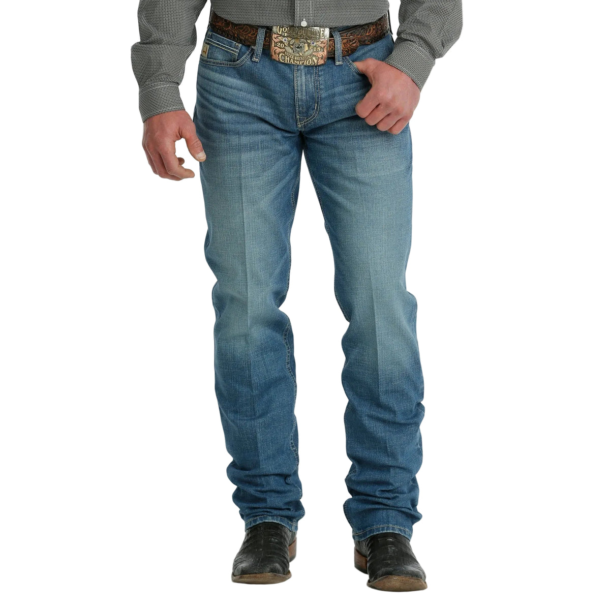 Cinch Men's Jesse Mid Rise Slim Straight Jeans - Medium Stonewash - Irvine Tack & Western Wear