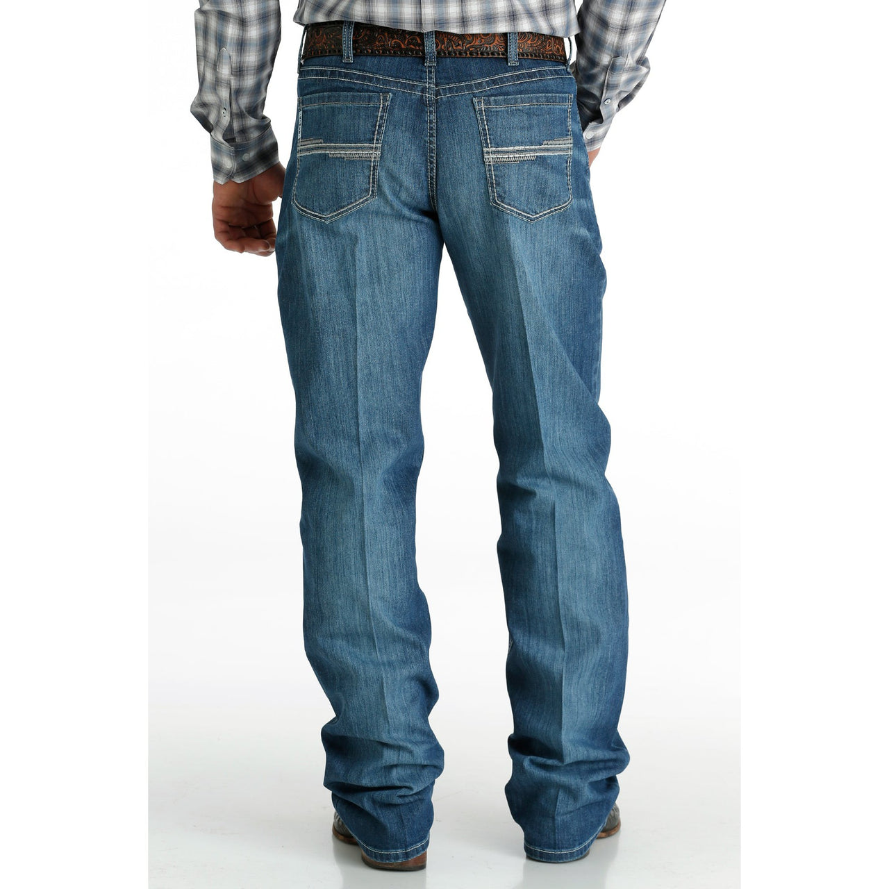 Cinch Men's White Label Mid Rise Relaxed Straight Jeans - Medium Stonewash