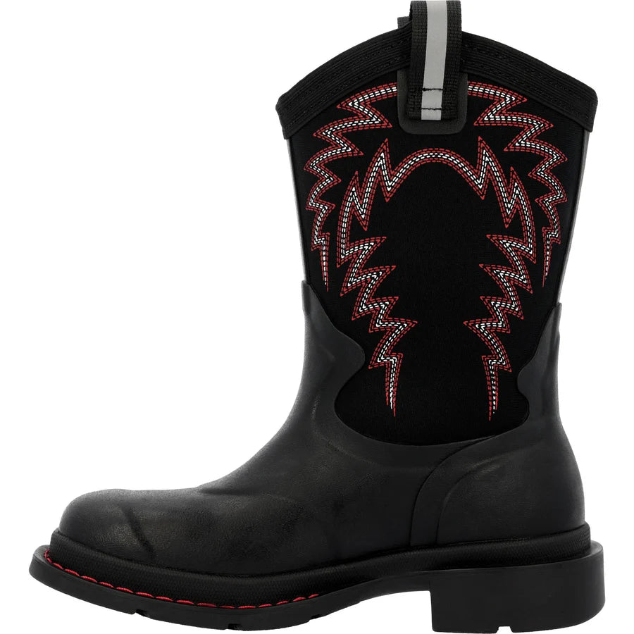 Muck Boots Kids Chore Western Big - Black/Red Stitch