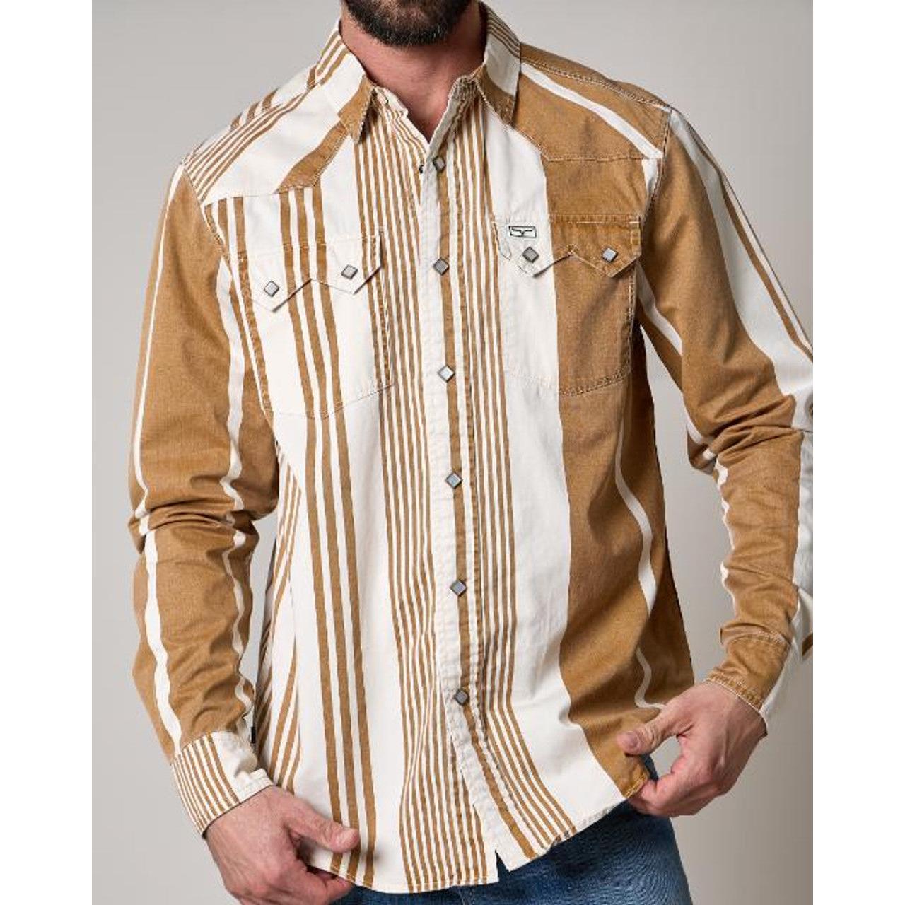 Kimes Men's Long Sleeve Bandit Striped Dress Shirt - Multiple Colours