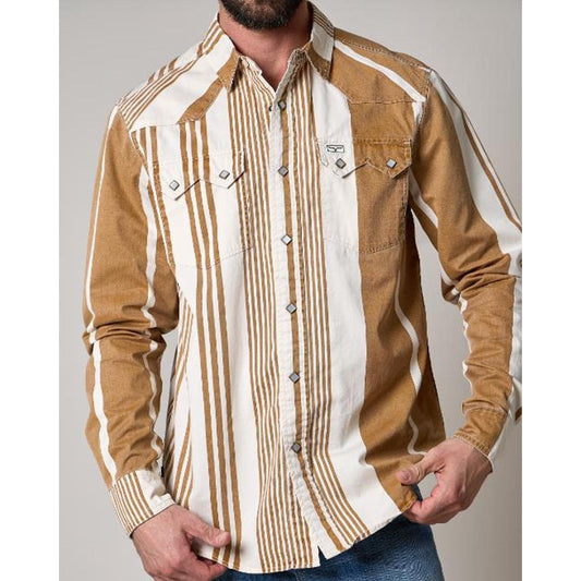 Kimes Men's Long Sleeve Bandit Striped Dress Shirt - Multiple Colours