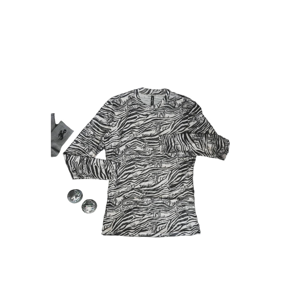 2 Fly Women's Let's Get Mesh Wild Long Sleeve Mesh Top - Black/White