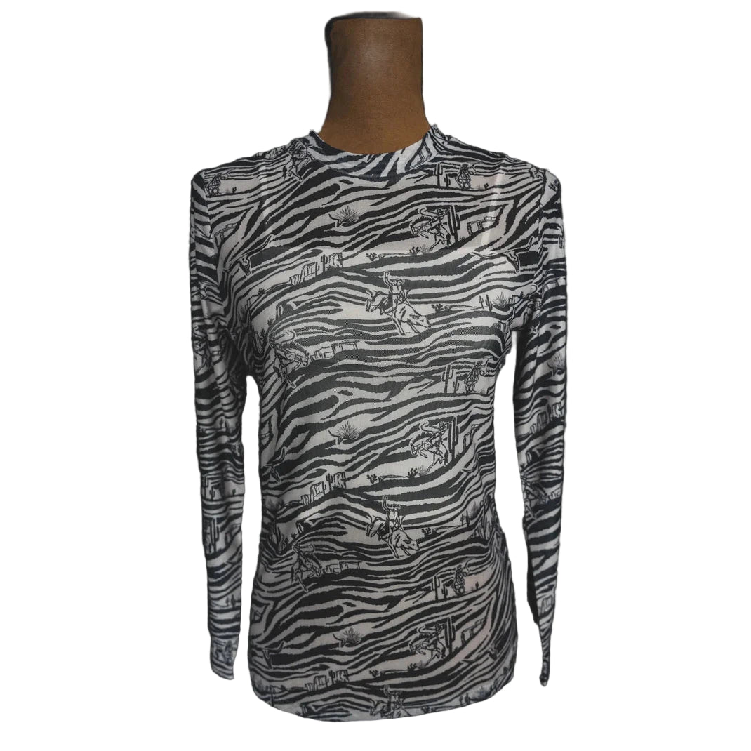 2 Fly Women's Let's Get Mesh Wild Long Sleeve Mesh Top - Black/White