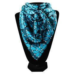 M&F 33x33 Silk Stone Print Wild Rag- Turquoise