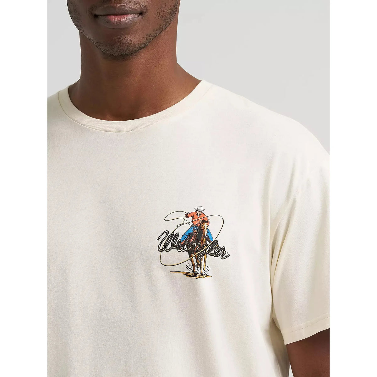 Wrangler Men's Roper Action SS Graphic Tee Shirt - Antique White