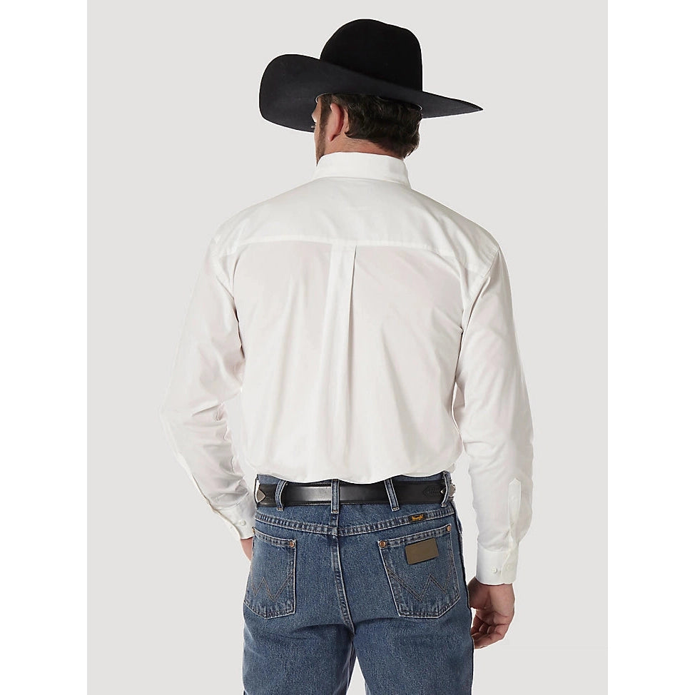 Wrangler Men's George Strait Long Sleeve Button-Down Solid Shirt - White