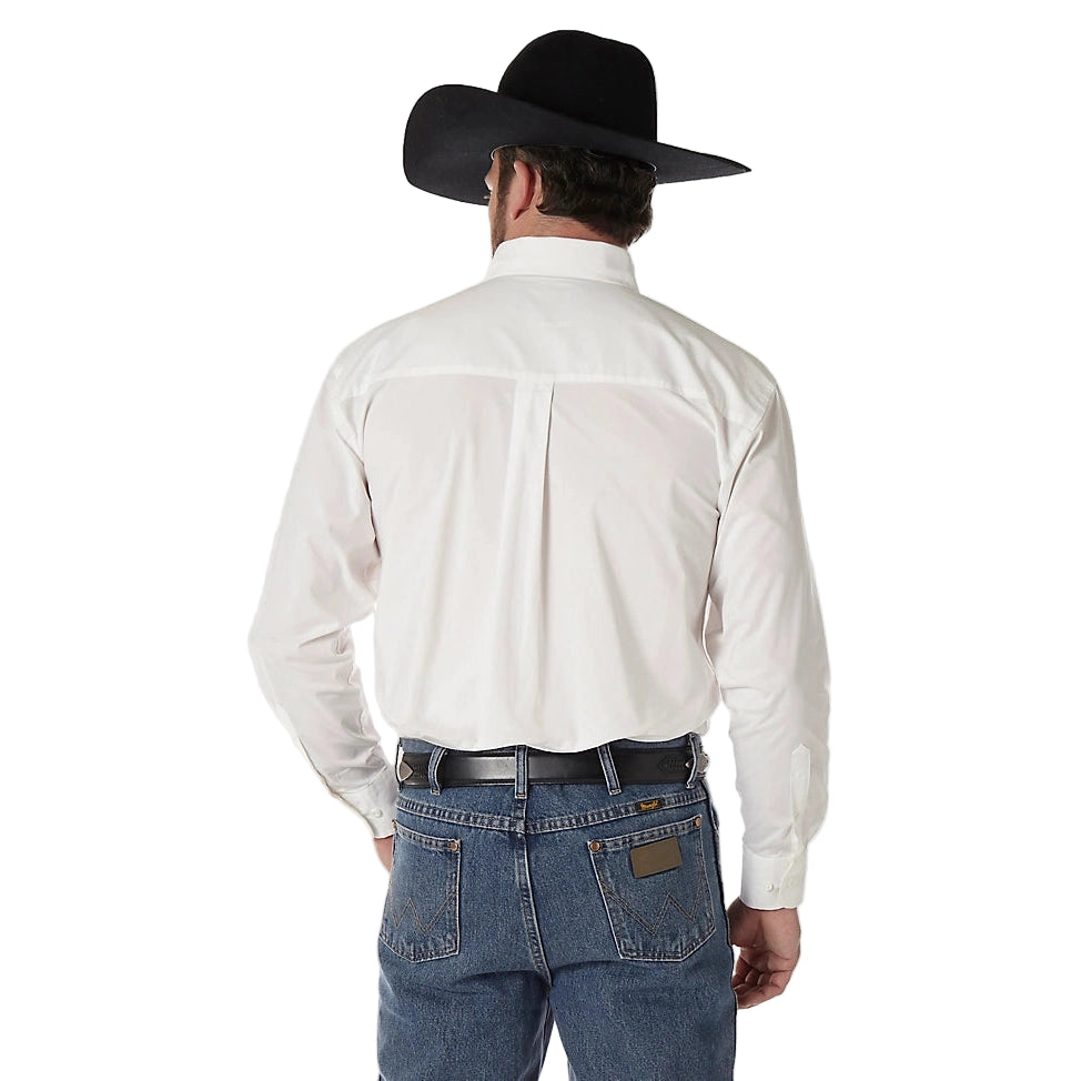 Wrangler Men's George Strait Long Sleeve Button-Down Solid Shirt - White