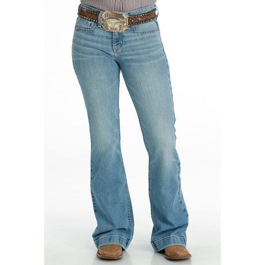 Cinch Women's Lynden Mid Rise Slim Trouser Jeans - Light Stonewash
