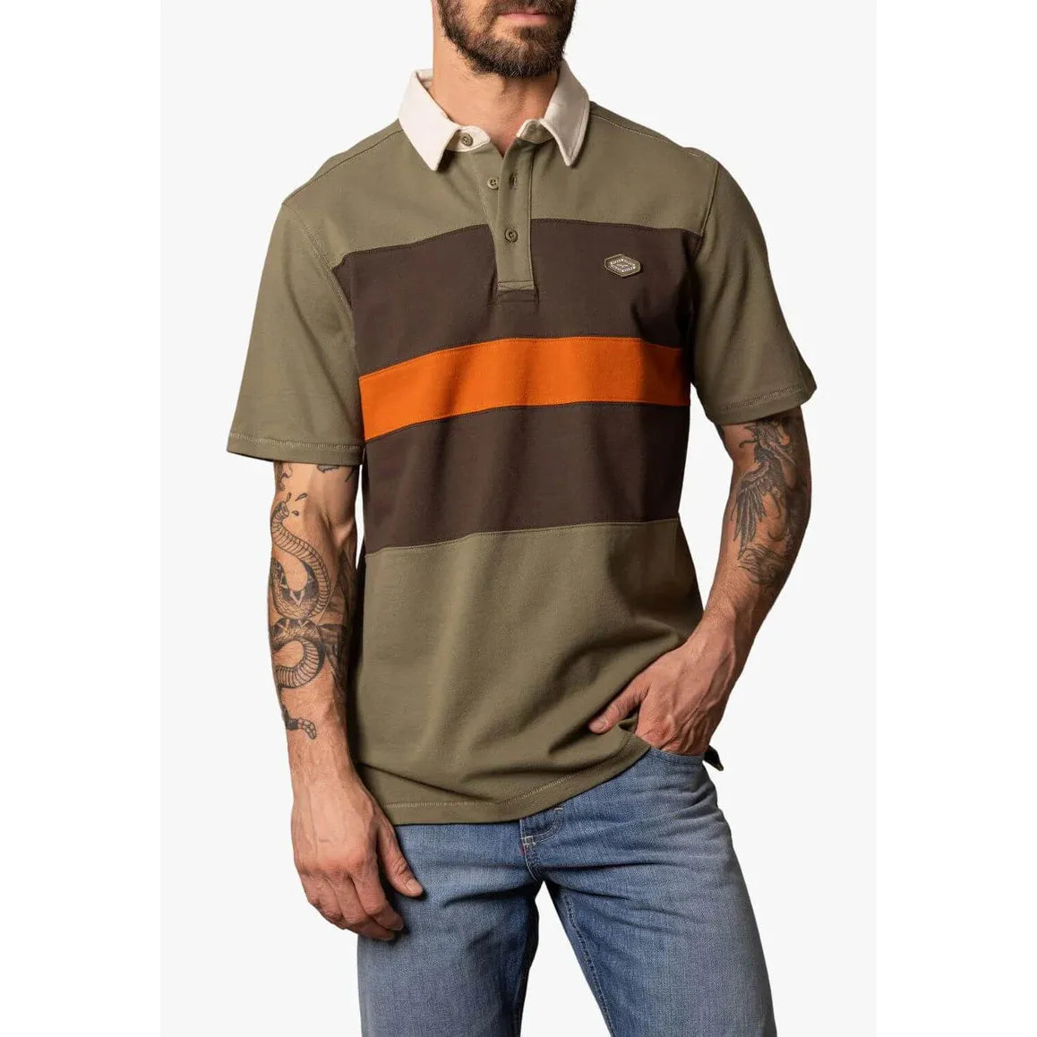 Kimes Men's 1874 Short Sleeve Stripe Block Polo Shirt - Multiple Colours