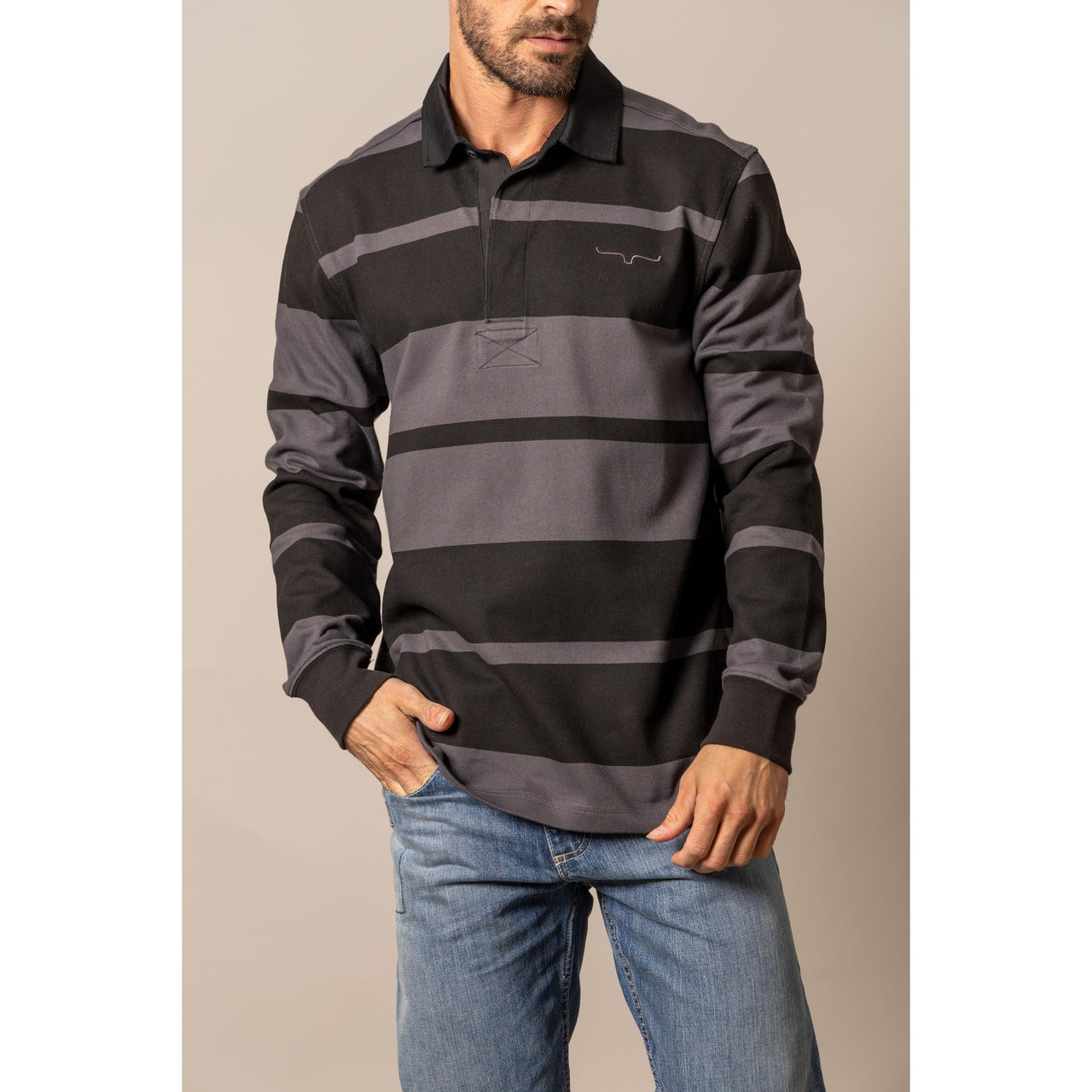 Kimes Men's Bulldog Rugby Long Sleeve Shirt - Multiple Colours