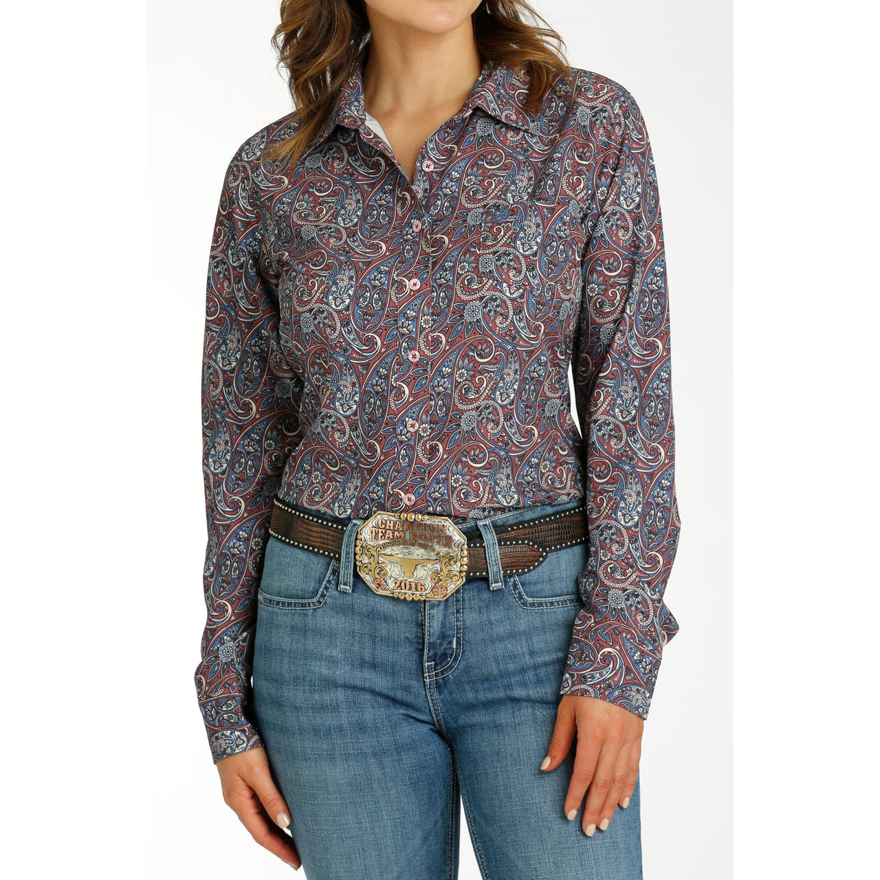 Cinch Women's Long Sleeve Arenaflex Shirt - Burgundy