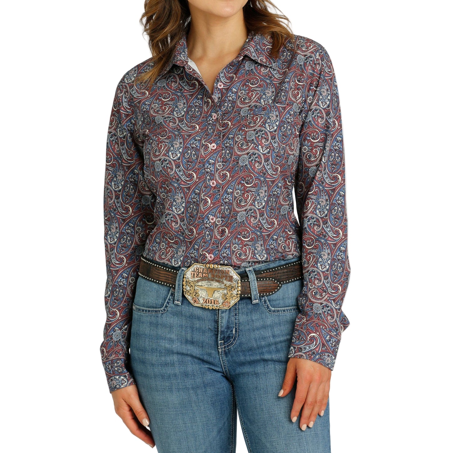 Cinch Women's Long Sleeve Arenaflex Shirt - Burgundy