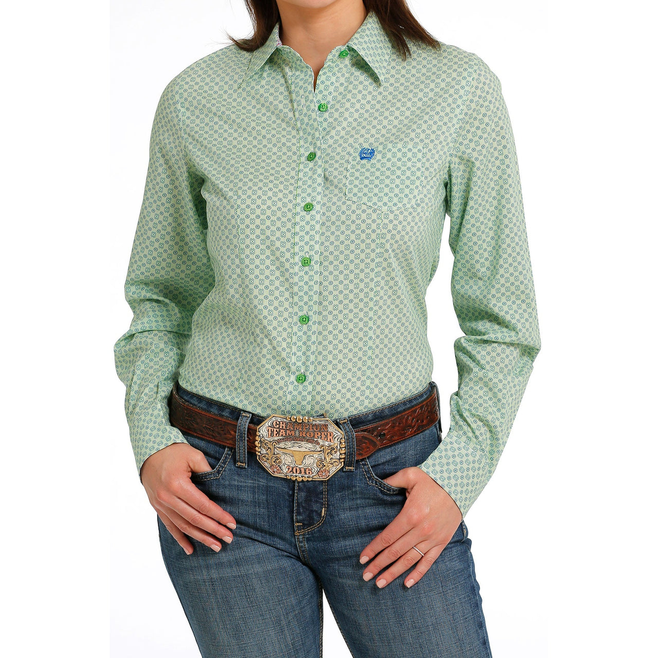 Cinch Women's Print Long Sleeve Western Shirt - Green