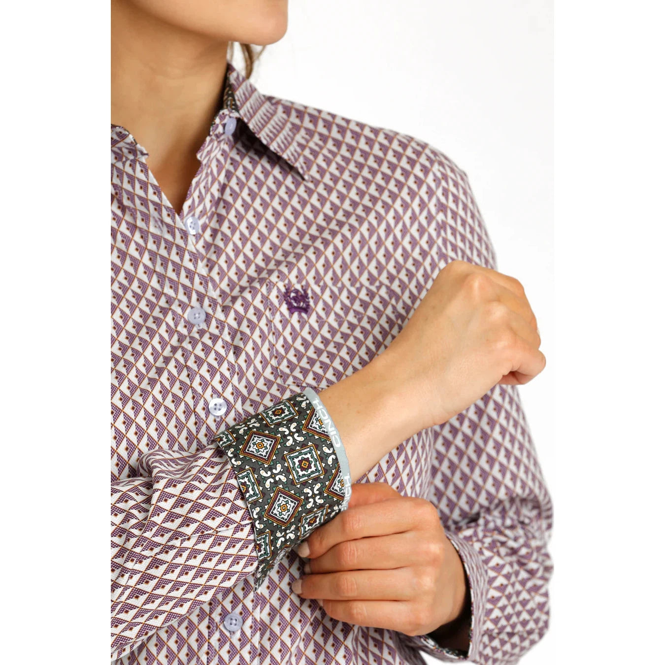 Cinch Women's Long Sleeve - Purple Diamond Print