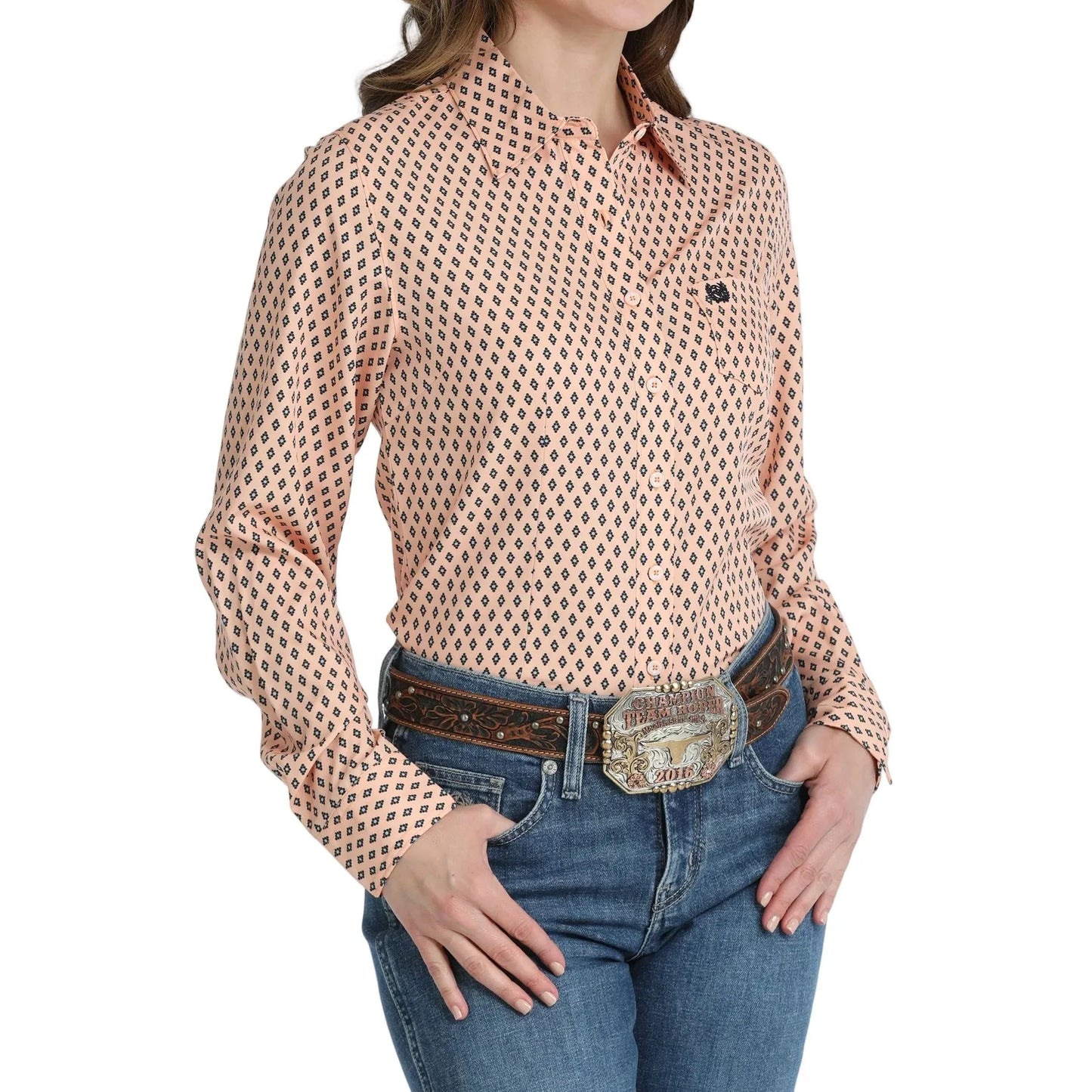 Cinch Women's Arenaflex Print Shirt- Peach