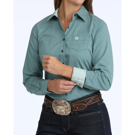 Cinch Women's Long Sleeve Print Western Shirt - Teal
