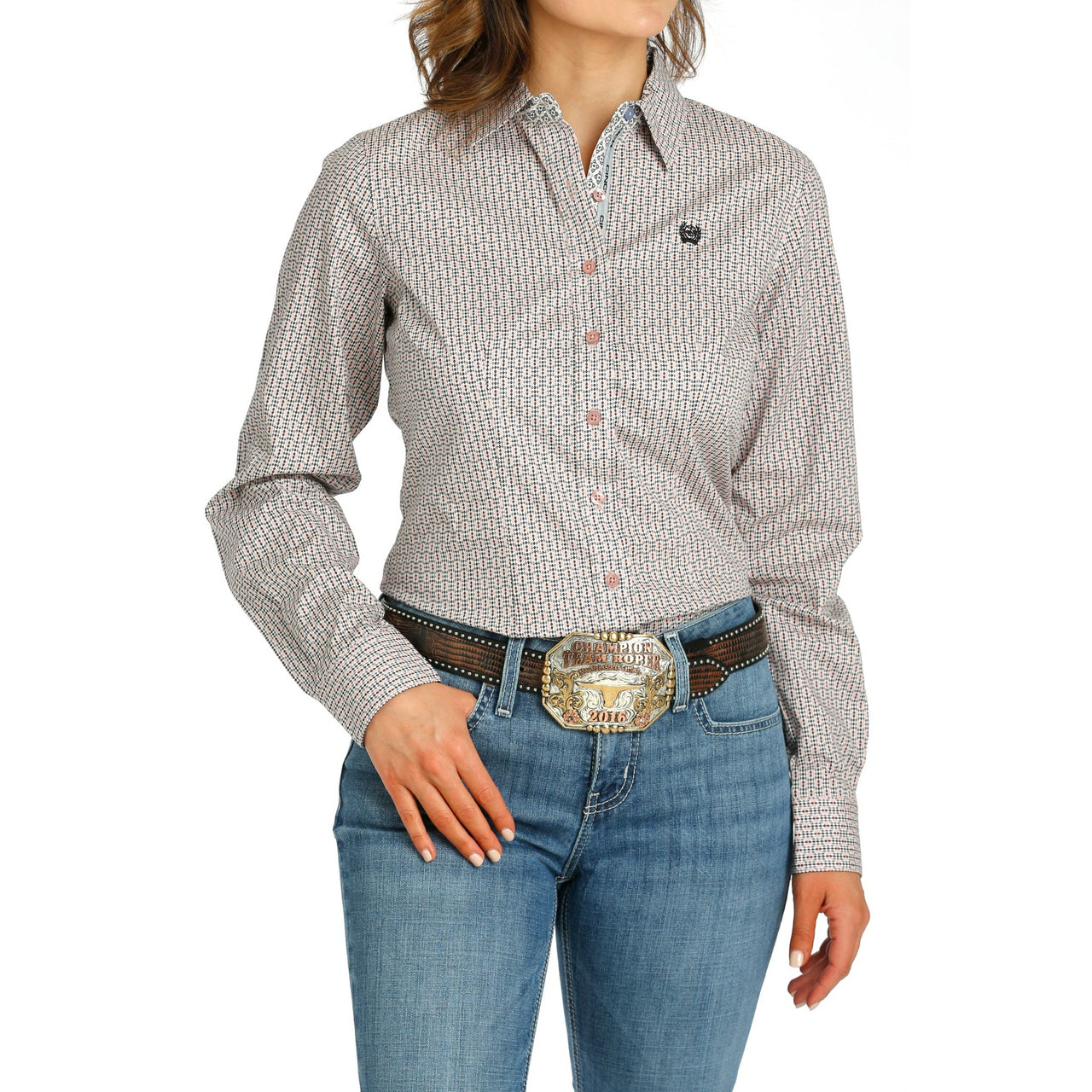 Cinch Women's Long Sleeve Print Shirt - Pink