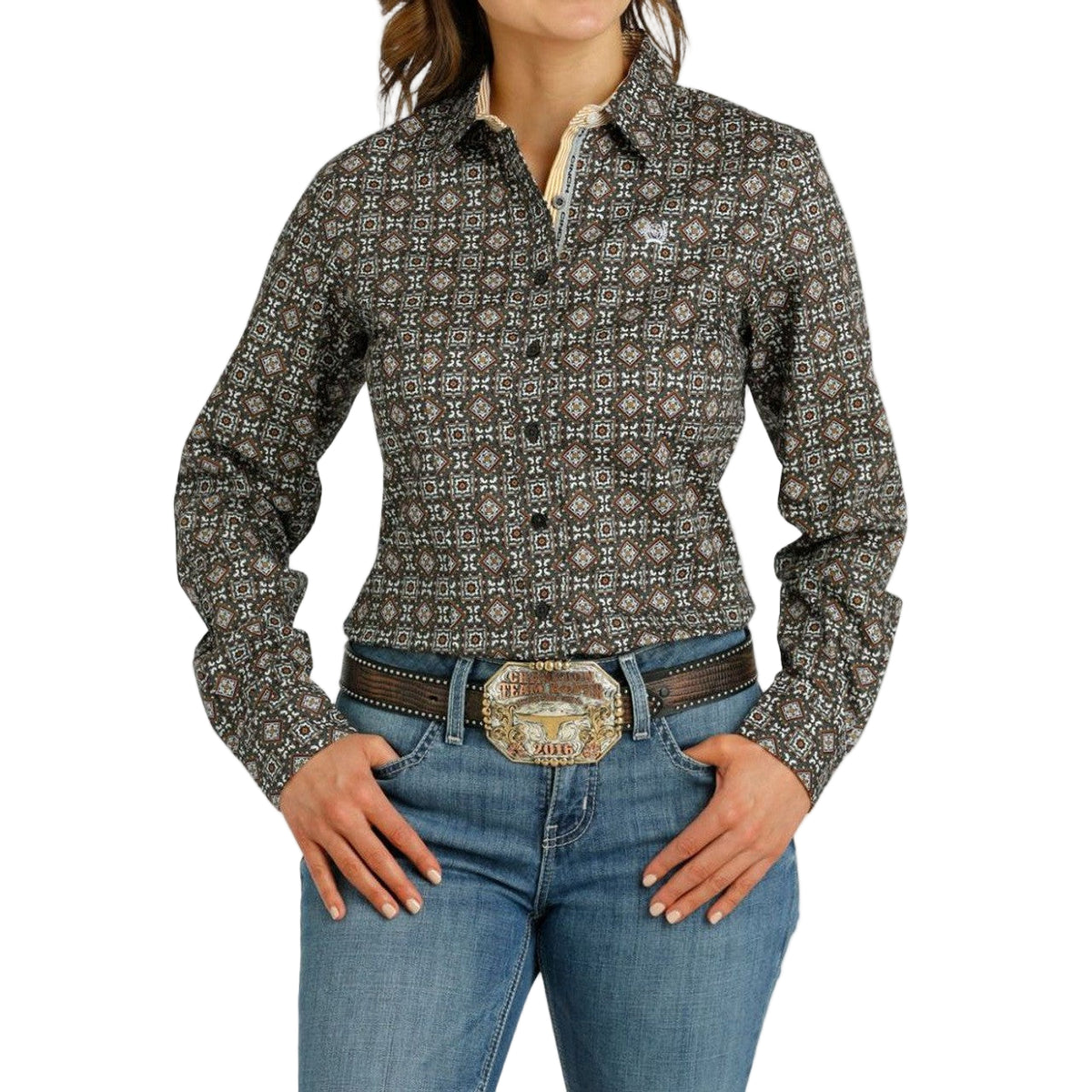 Cinch Women's Medallion Print Shirt - Grey - Irvine Tack & Western Wear
