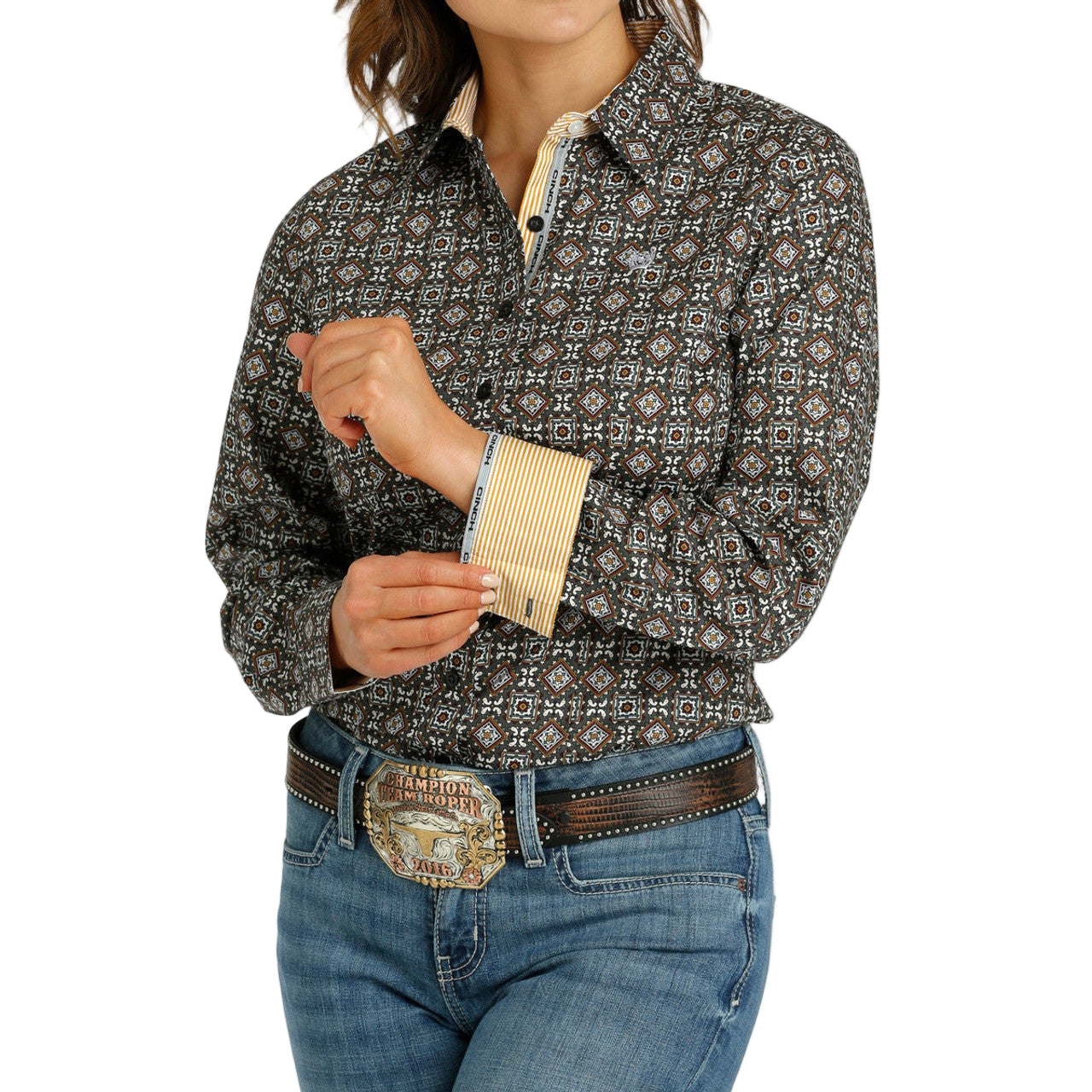 Cinch Women's Medallion Print Shirt - Grey - Irvine Tack & Western Wear