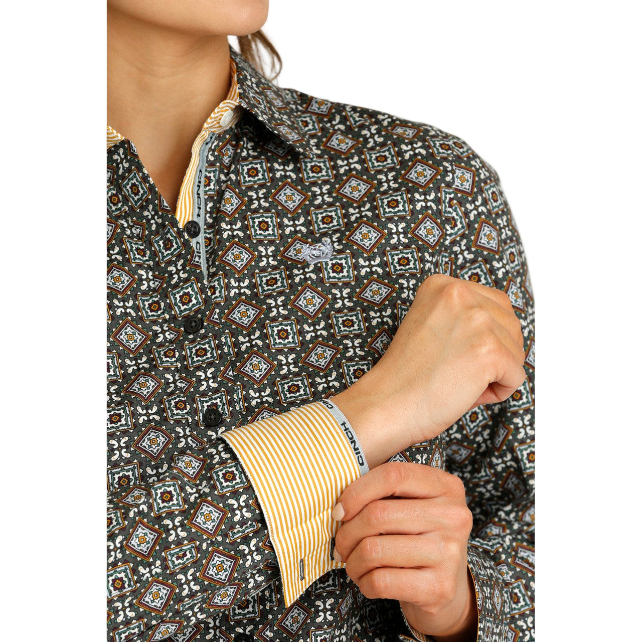 Cinch Women's Medallion Print Shirt - Grey - Irvine Tack & Western Wear