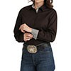 Cinch Women's Long Sleeve Geo Print Button Down Shirt- Brown