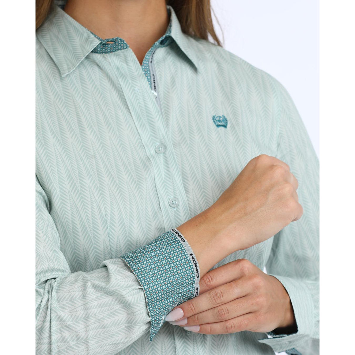 Cinch Women's Long Sleeve Print Western Shirt - Blue
