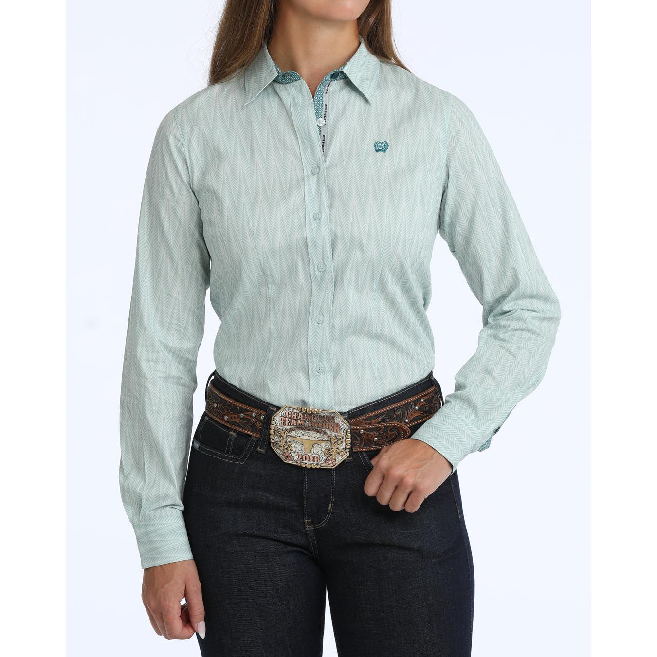 Cinch Women's Long Sleeve Print Western Shirt - Blue