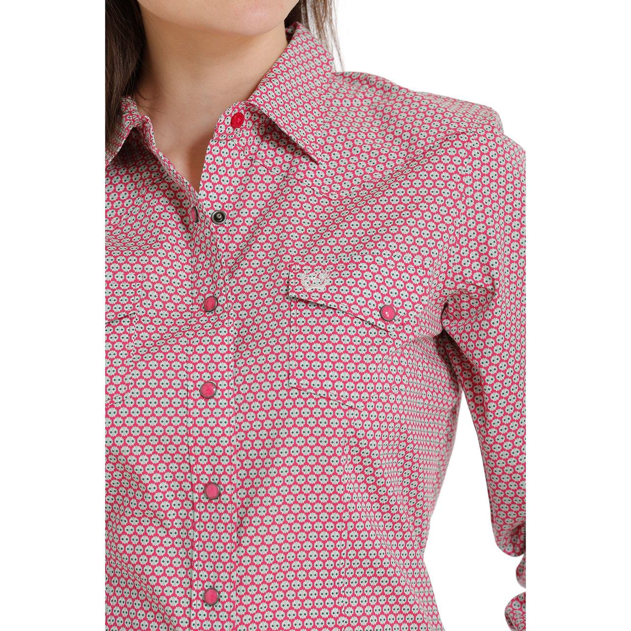 Cinch Womens LS Print Shirt - Pink