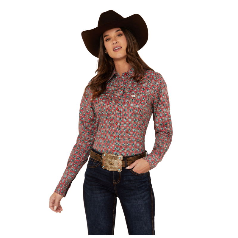 Cinch Women's Long Sleeve Shirt - Red