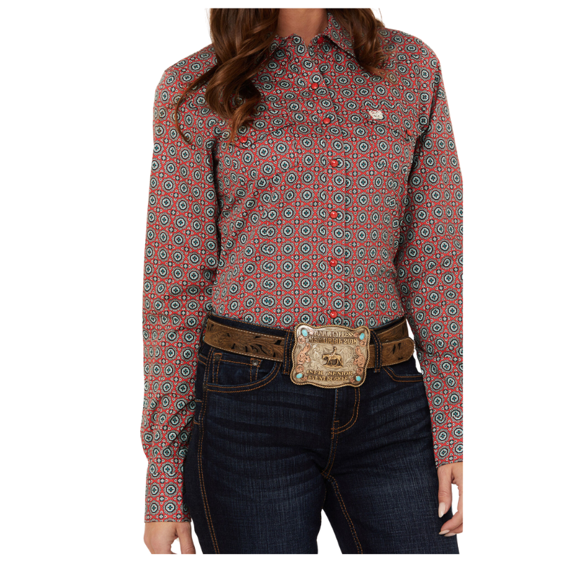 Cinch Women's Long Sleeve Shirt - Red
