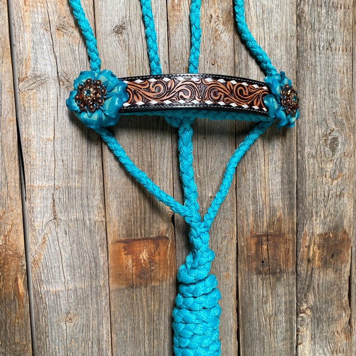 Rodeo Drive Turquoise Mule Tape Halter - Teal/Champagne/Topaz