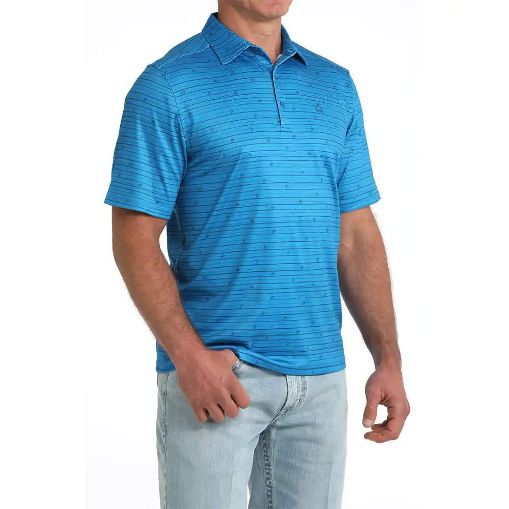 Cinch Men's Arenaflex Short Sleeve Polo- Blue