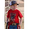 Cinch Boy's Short Sleeve Cowboy and Steer Graphic Printed Tee Shirt- Red