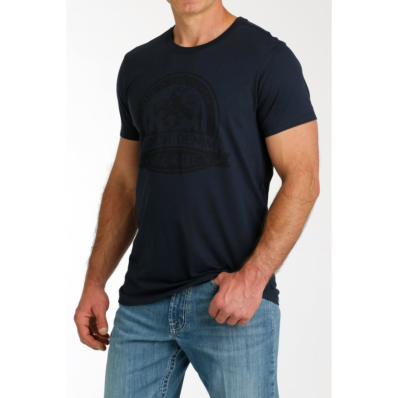 Cinch Men's Short Sleeve T-Shirt-NAVY