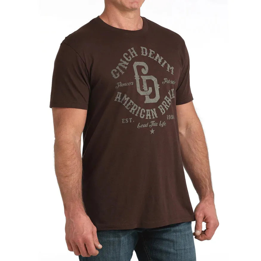 Cinch Men's Short Sleeve Graphic Tee Shirt - Brown