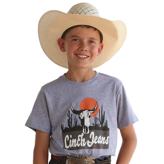 Cinch Youth Western Boy's Short Sleeve Tee Shirt - Grey