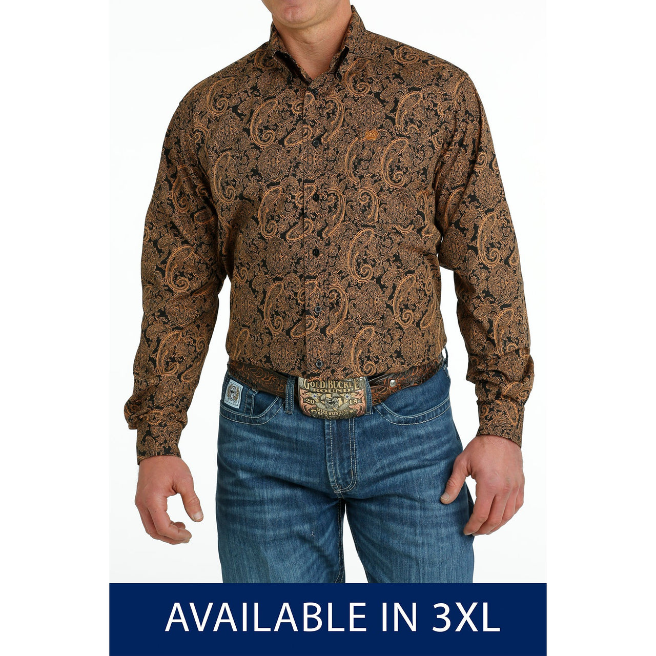 Cinch Men's Long Sleeve Print Shirt - Black