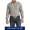 Cinch Classic Fit Long Sleeve Men's Cotton Plaid Shirt -White