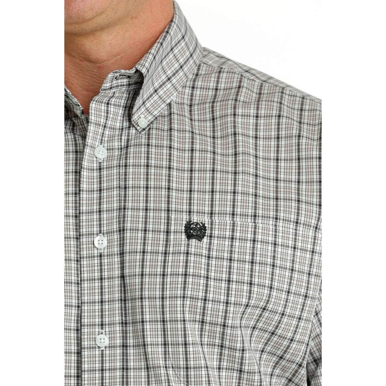 Cinch Men's Long Sleeve Plaid Shirt - White