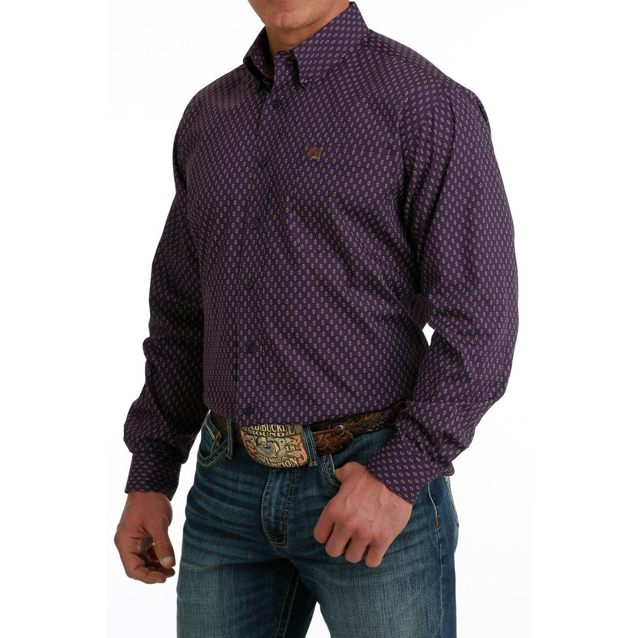 Cinch Men's Long Sleeve Print Shirt - Purple