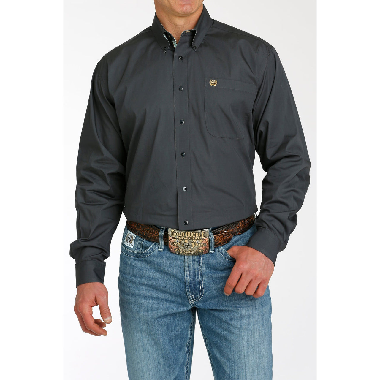 Cinch Men's Long Sleeve Solid Shirt - Charcoal