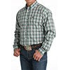 Cinch Classic Fit Long Sleeve Men's Cotton Plaid Shirt -Green