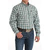 Cinch Classic Fit Long Sleeve Men's Cotton Plaid Shirt -Green