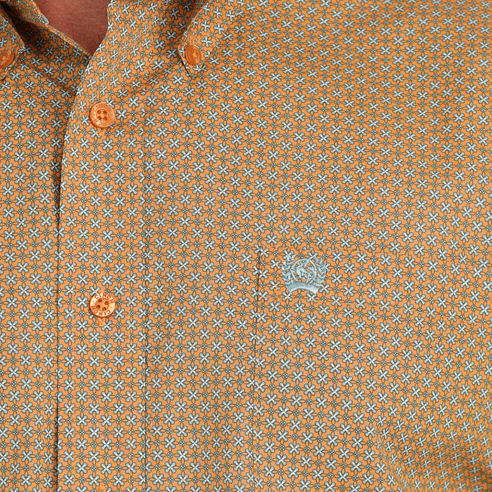 Cinch Men's Long Sleeve Print Shirt- Orange