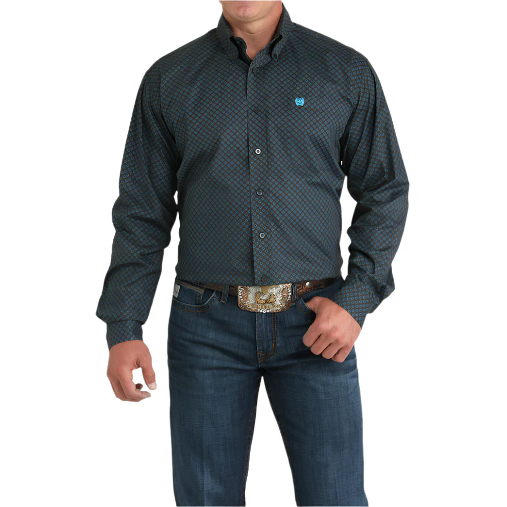 Cinch Men's Long Sleeve Button Down Western Print Shirt - Charcoal