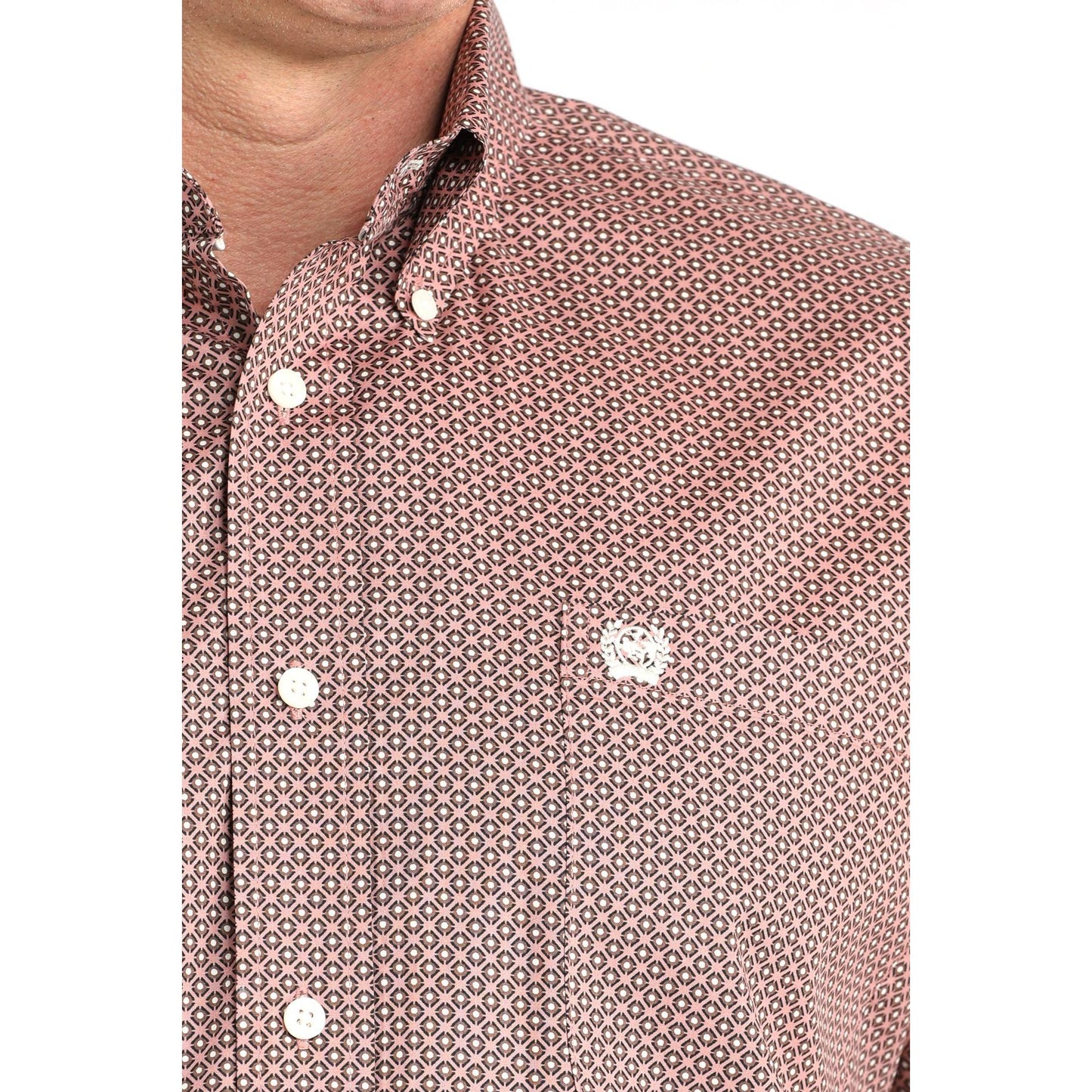 Cinch Men's Long Sleeve Print Shirt - Pink