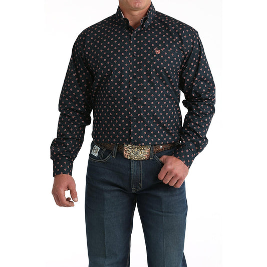 Cinch Men's Long Sleeve Print Shirt - Navy